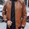 Férfi camel bőr bomber dzseki Dstreet
