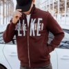 Férfi cipzáros mintás pulóver bordó színben Dstreet