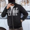Férfi cipzáros mintás pulóver fekete színben Dstreet