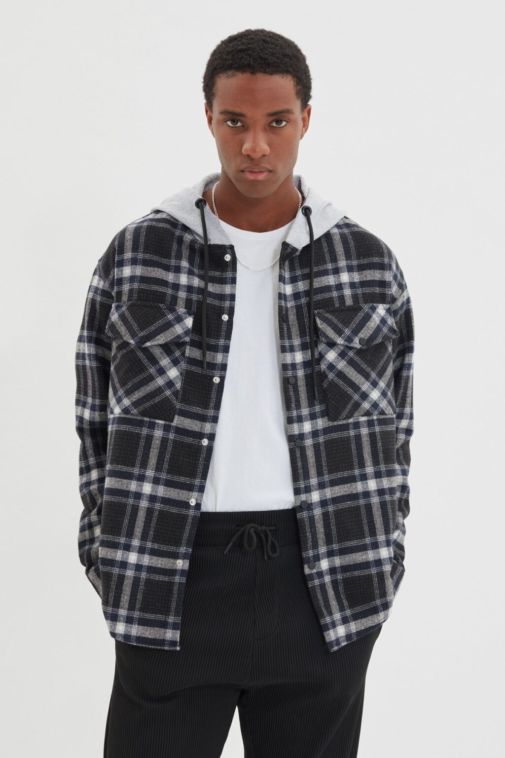 Férfi kabát Trendyol Plaid