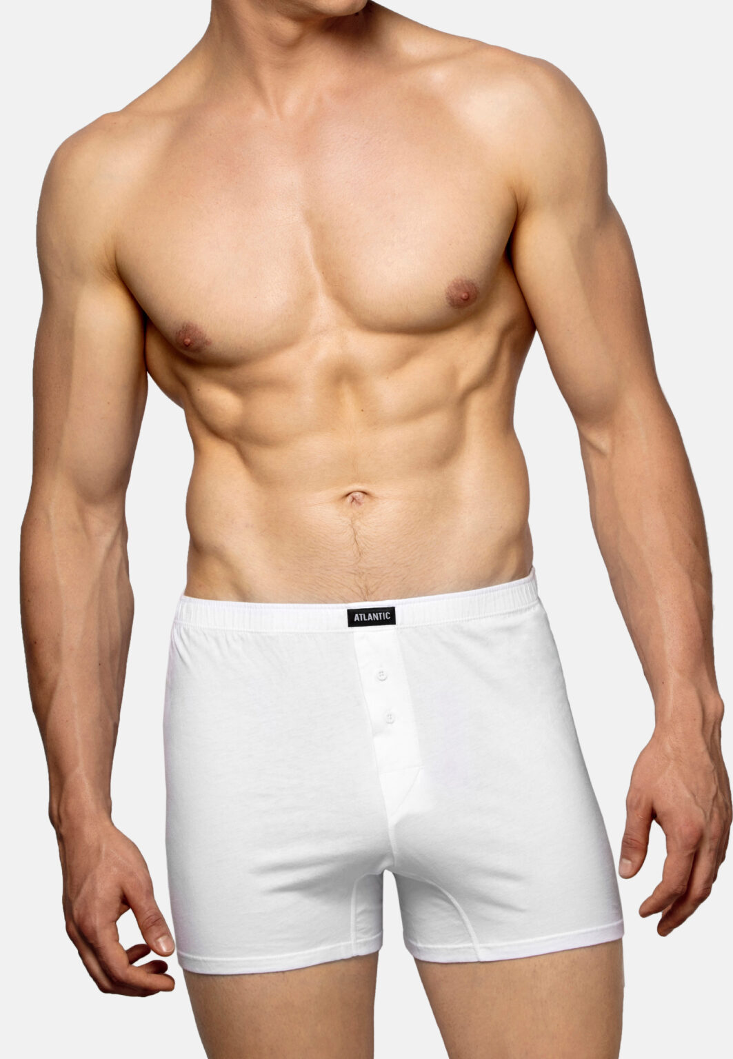 Férfi klasszikus boxer rövidnadrág gombokkal ATLANTIC 2PACK - fehér