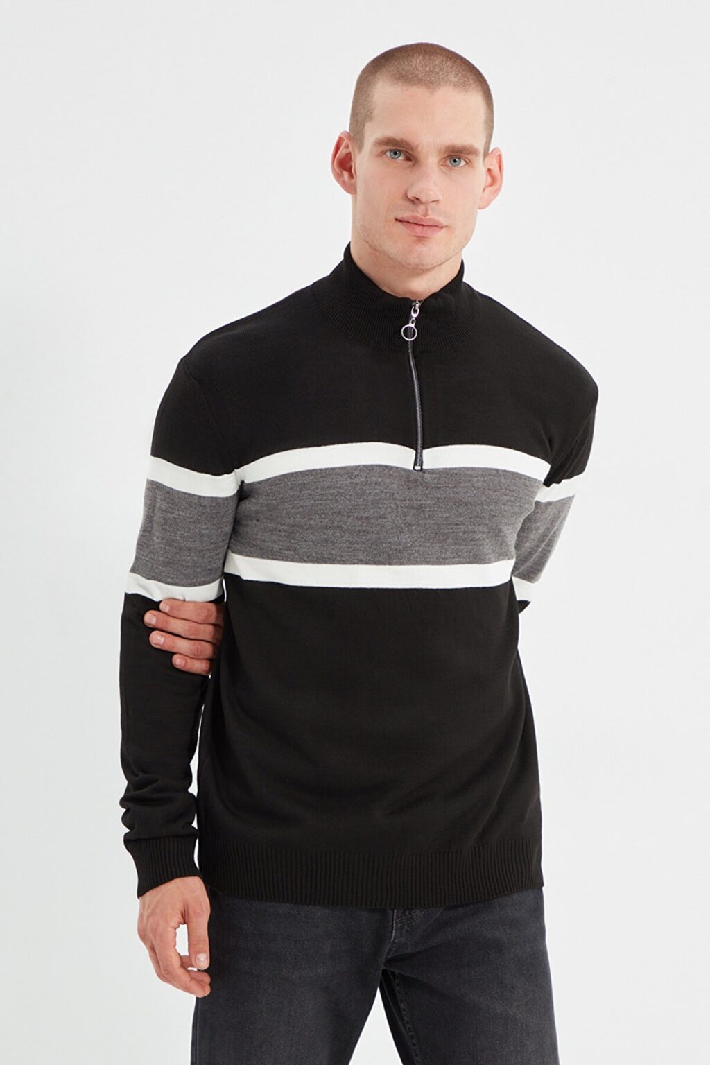 Férfi pulóver Trendyol Zip-up
