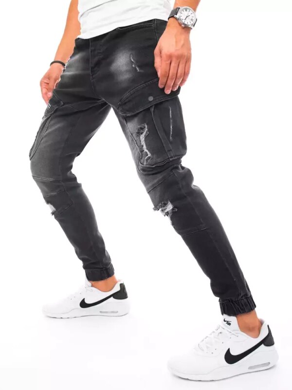 Férfi slim fit katonai jogger farmernadrág fekete színben Dstreet