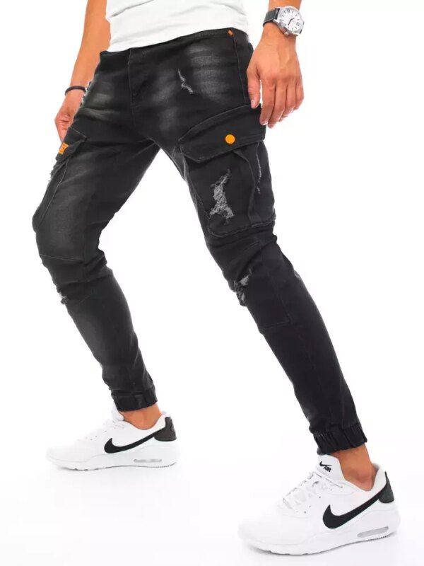 Férfi slim fit katonai jogger farmernadrág fekete színben Dstreet