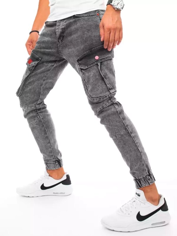 Férfi slim fit katonai jogger farmernadrág világoszürke színben Dstreet