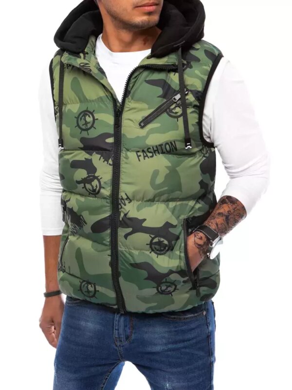 Férfi steppelt mellény Szín Camo DSTREET