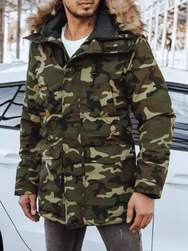 Férfi téli dzseki kapucnival camo mintás színben Dstreet