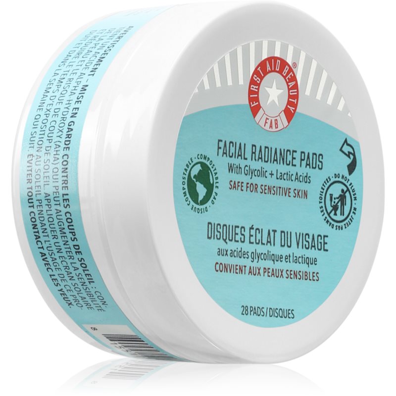 First Aid Beauty Facial Radiance Pads hámlasztó kendők az élénk és kisimított arcbőrért 28 db