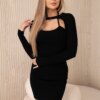 Fitted dress - ribbed black