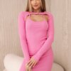 Fitted dress - ribbed light pink