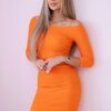 Fitted dress - ribbed orange