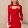 Fitted dress - ribbed red