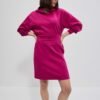 Fitted dress with a hood