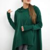 Flared dark green blouse at the bottom