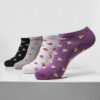 Floral Invisible Socks Recycled Yarn 4-Pack Grey+Black+White+Lilac