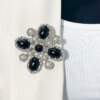 Floral brooch 2 silver + black