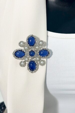 Floral brooch 2 silver + cornflower