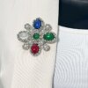 Floral brooch 2 silver + multicolored