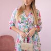 Floral dress with tie at the waist powder pink