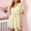 Floral dress with waist tie mint