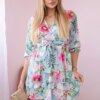 Floral dress with waist tie mint