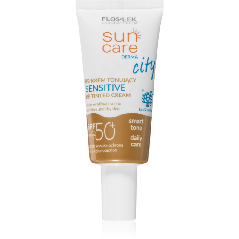 FlosLek Laboratorium Sun Care Derma City BB BB krém nagyon magas UV védelemmel az érzékeny arcbőrre SPF 50+ 30 ml-Ár