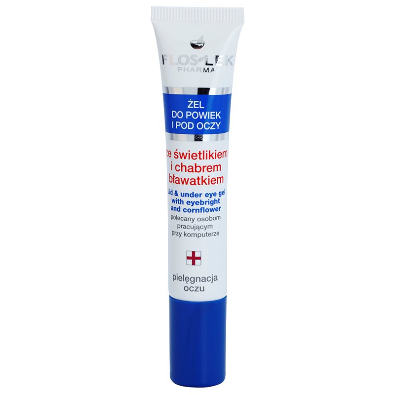 FlosLek Pharma Eye Care szemkörnyék ápoló gél szemvidítóval és búzavirággal 15 ml-Eredeti