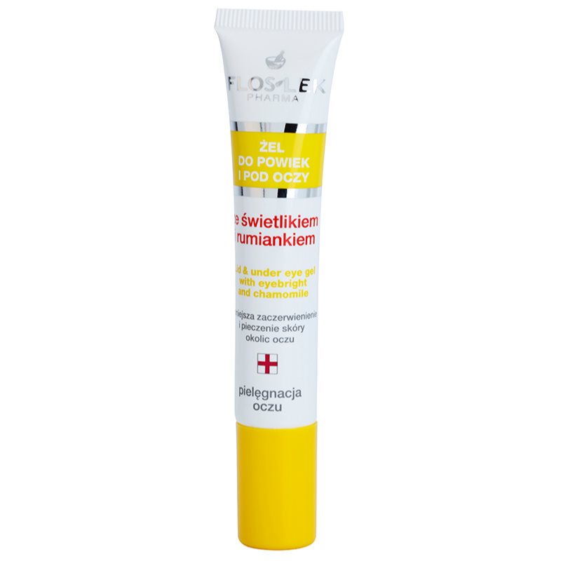 FlosLek Pharma Eye Care szemkörnyék ápoló gél szemvidítóval és kamillával 15 ml-Eredeti