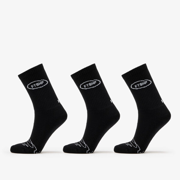 Footshop Basic Crew Socks 3-Pack Black 36-38-alacsony-ár