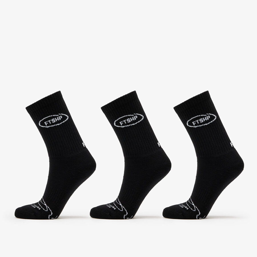 Footshop Basic Crew Socks 3-Pack Black 36-38-alacsony-ár