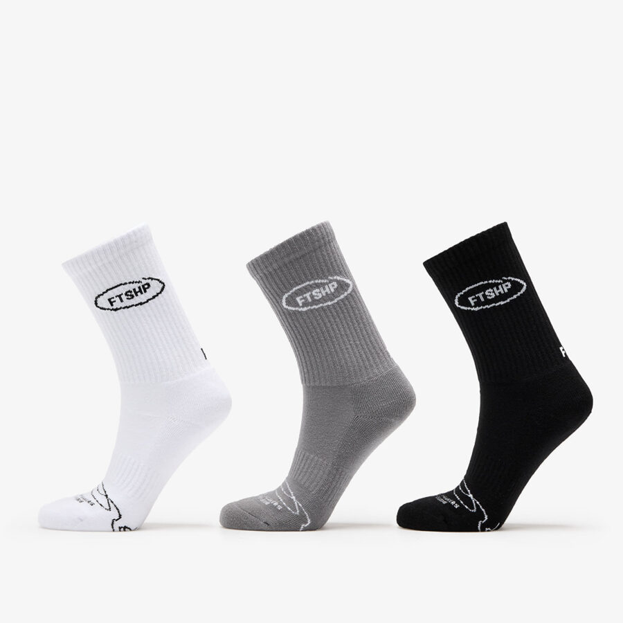 Footshop Basic Crew Socks 3-Pack Black/ White/ Grey 36-38-alacsony-ár