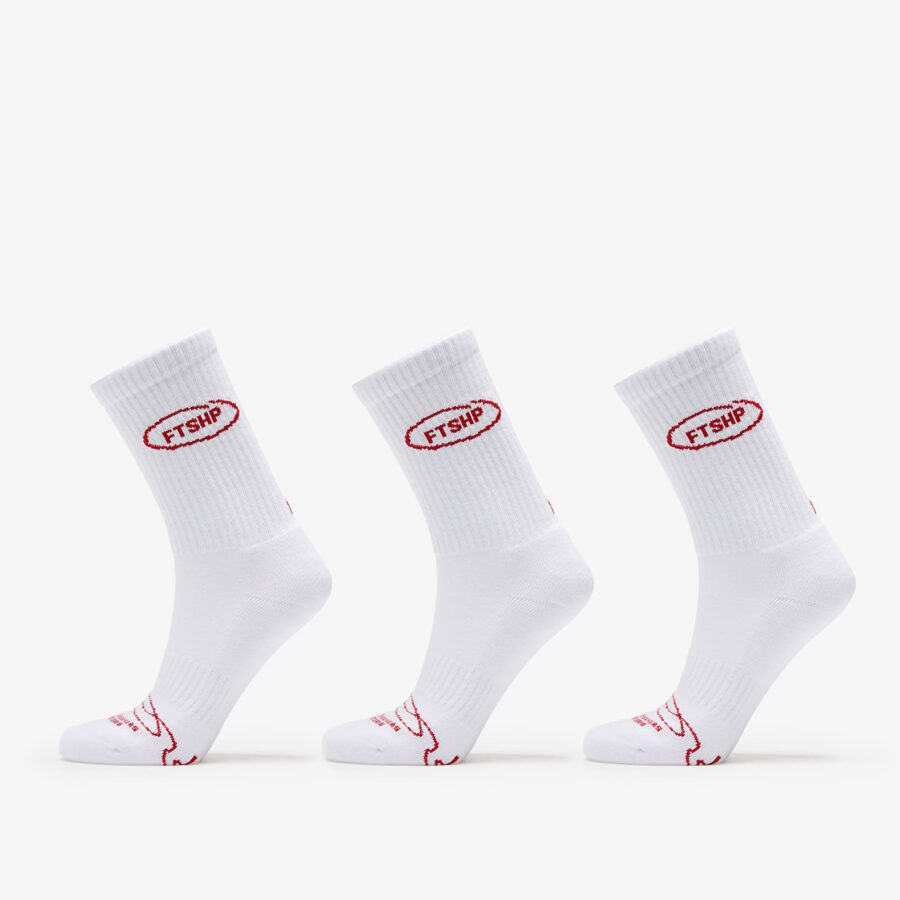 Footshop Basic Crew Socks 3-Pack White (Red Logo) 36-38-alacsony-ár