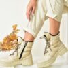 Fox Shoes Beige Fabric Women's Boots
