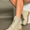 Fox Shoes R374961902 Beige Suede Women's Classic Boots with Elastic Side