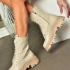 Fox Shoes R524802209 Beige Women's Lace-Up Anklet Boots