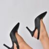 Fox Shoes Women's Black Faux Leather Pointed Toe Heels Shoes