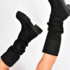 Fox Shoes Women's Black Suede Gathered Daily Boots