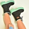 Fox Shoes Women's Black/Green Suede Lace-Up Ankle Boots