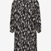 Fransa Cream-black patterned shirt dress with three-quarter sleeves Fra - Ladies