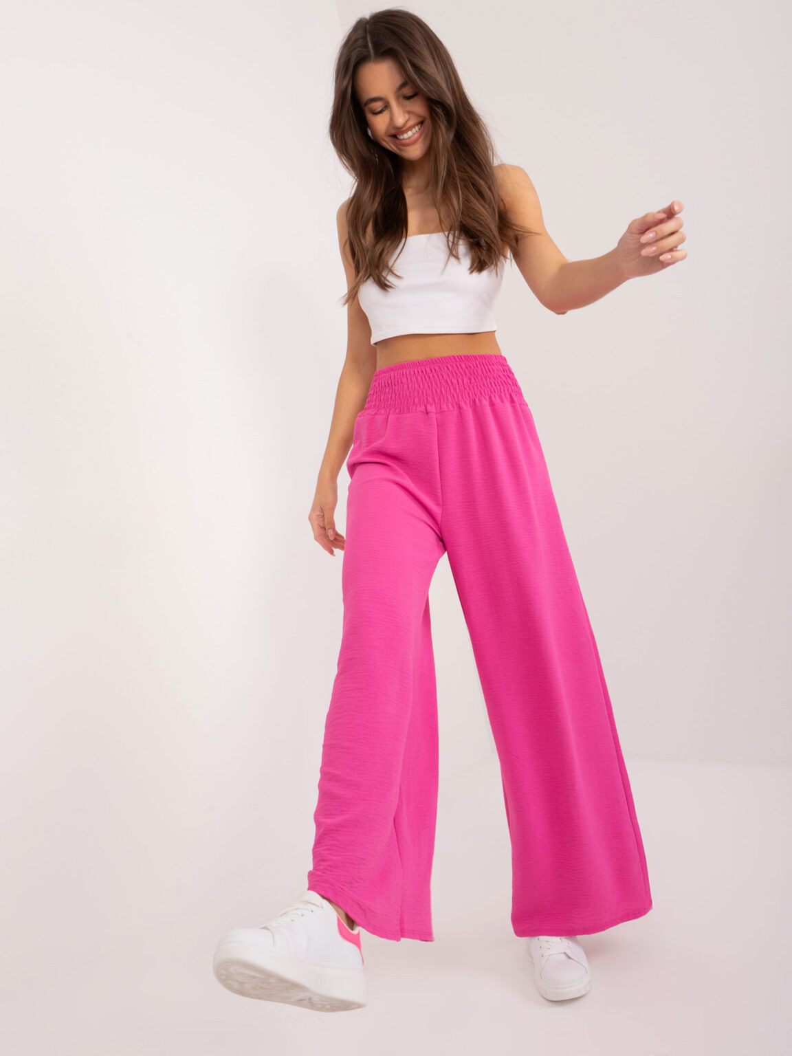 Fuchsia airy wide-leg trousers