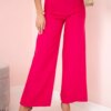 Fuchsia-coloured wide-legged trousers