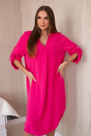 Fuchsia dress with a V-neck