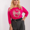 Fuchsia oversized women's blouse with print