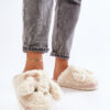 Futrzane Warm women's slippers beige Falinivia
