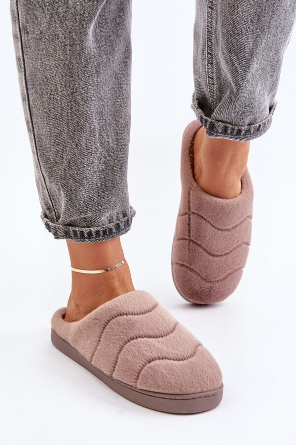 Futrzane Warm women's slippers brown Vamirae