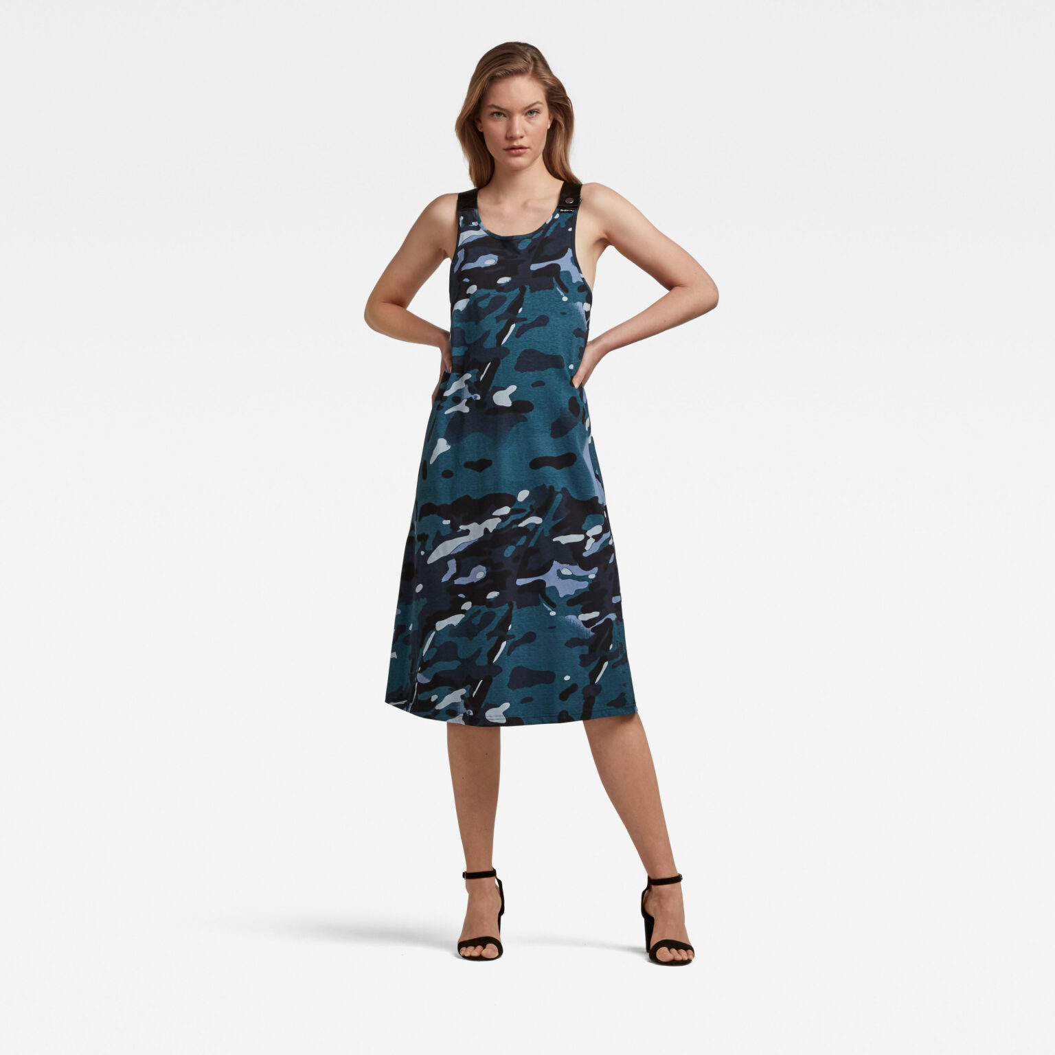 G-STAR Dress - A-line dungaree camo ao dress blue