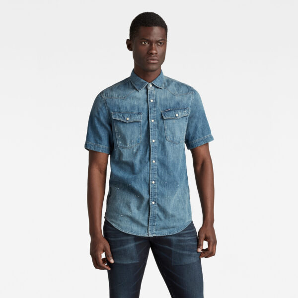 G-STAR Shirt - 3301 slim shirt ss blue