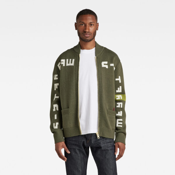 G-STAR Sweater - Graphic Zipper Thru Loose Knit Green