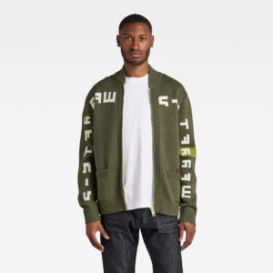 G-STAR Sweater - Graphic Zipper Thru Loose Knit Green