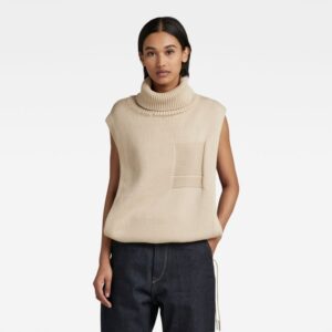 G-STAR Sweater - Open side turtle sl knit wmn beige G-STAR Sweater - Open side turtle sl knit wmn beige